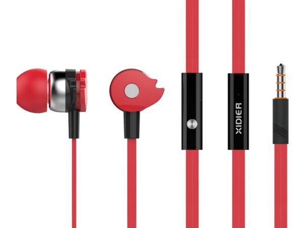 Ακουστικά Ψείρες CELEBRAT με μικρόφωνο D1, on/off, 10mm, 1.2m flat, κόκκινα