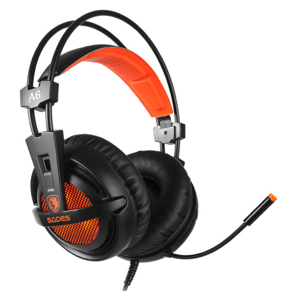Ακουστικά GAMING SADES A6, multiplatform, USB, LED, μαύρα/πορτοκαλί